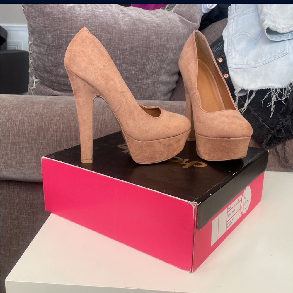 Rose gold suede high heel from Charolette Russe. Size 6.
